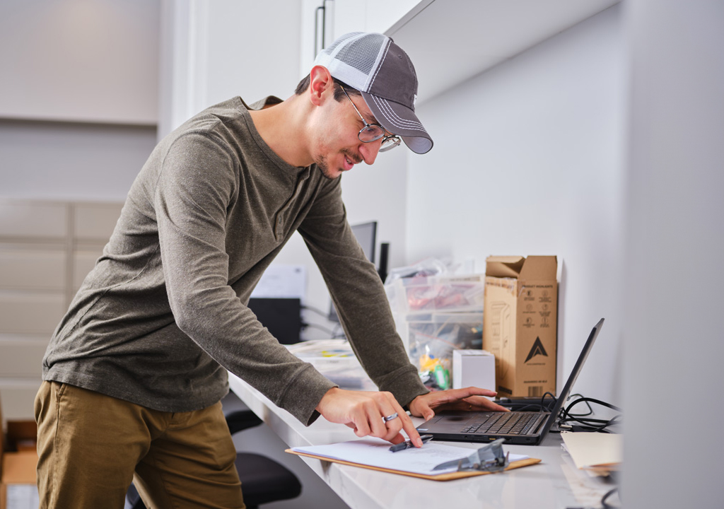 Person working on a laptop